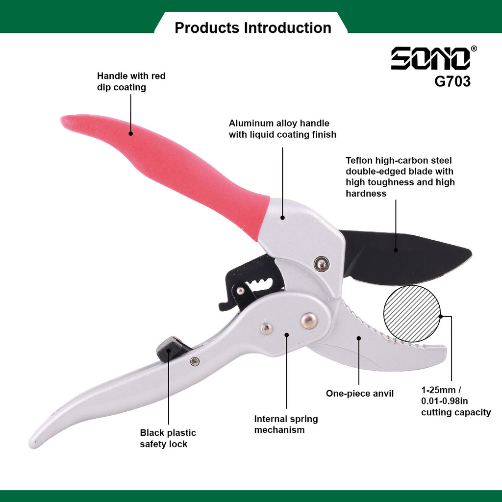 SONO G703 專業級高碳鋼棘輪修枝剪