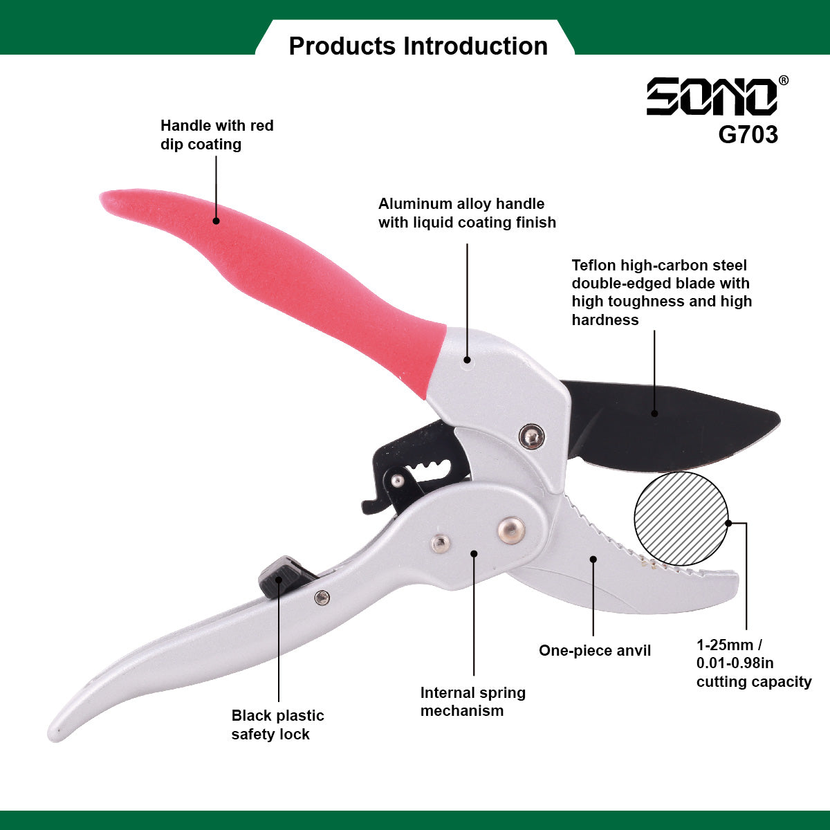 SONO G703 專業級高碳鋼棘輪修枝剪